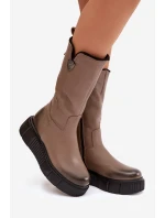 Zazoo 70121 Dámske kožené topánky s vlnou Dark Beige