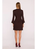 M876 Šaty so širokými manžetami - hnedé