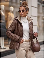 Dámska prechodná bunda s odnímateľnou kapucňou, hnedá, FashionStreet TY5779 Dámska prechodná bunda s odnímateľnou kapucňou, hnedá, FashionStreet TY5779