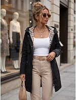 Dámska prechodná bunda typu parka s kapucňou, čierna, FashionStreet TY5833