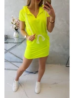 Šaty s kapucňou žlté neónové