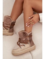 Dámske snehové topánky s kožušinou DFSH370012 Beige - DFranklin