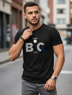 Pánske bavlnené tričko s potlačou čierne FashionStreet NX0155R