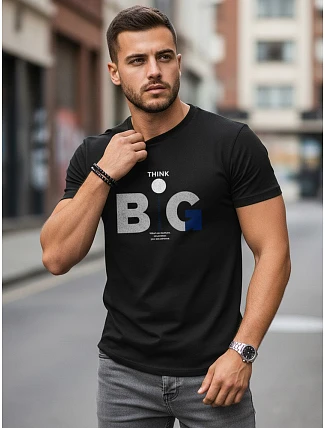 Pánske bavlnené tričko s potlačou čierne FashionStreet NX0155R Pánske bavlnené tričko s potlačou čierne FashionStreet NX0155R