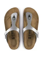 Dámske žabky Birkenstock Gizeh Birko-Flor silver regular wide (0043851) dámske Dámske žabky Birkenstock Gizeh Birko-Flor silver regular wide (0043851) dámske