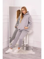 Zateplený set s mikinou s kapucňou šedý