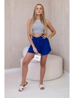 Viskózové šortky viazané v páse chrpovo modré