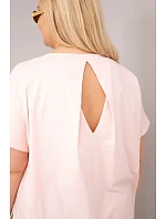 Dámska bavlnená blúzka plus size s krátkymi rukávmi candy pink