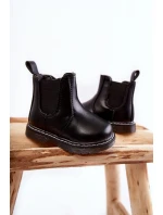 Dziecięce Skórzane Ocieplane Botki Czarne Porky