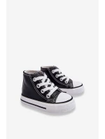 Dziecięce Skórzane Wysokie Trampki Czarno-Białe Marney