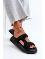 Zdobione Klapki Damskie Na Platformie Czarne Jestella