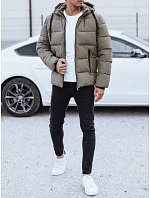 Pánska prešívaná zimná bunda s kapucňou béžová FashionStreet TX5065 Pánska prešívaná zimná bunda s kapucňou béžová FashionStreet TX5065