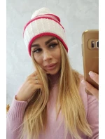 Kinga dámska čiapka K297 biela+ružová neón+tmavo ružová