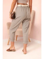 Dámske ľanové nohavice s bavlneným a fango opaskom Dámske ľanové nohavice s bavlneným a fango opaskom