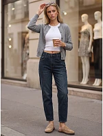 Dámske džínsy Mom Fit s elastickým pásom, tmavomodré, UY3101 Dámske džínsy Mom Fit s elastickým pásom, tmavomodré, UY3101