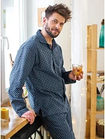 Pyžamo Key MNS 912 B26, s dlhými rukávmi, veľkosť 3XL–4XL, na zapínanie