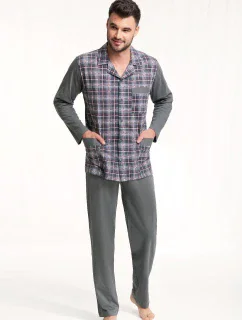 Luna 797 dlhé/r 3XL pánske pyžamo bez zipsu