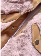 Elegantná vesta z karamelovo ružovej ekokože a kožušiny (BR9592-51022) Elegantná vesta z karamelovo ružovej ekokože a kožušiny (BR9592-51022)