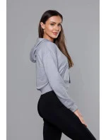 Svetlosivá krátka tepláková mikina s kapucňou (8B939-2)