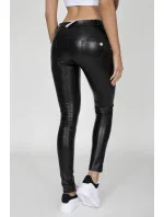 Dámske nohavice Hugz Black Faux Leather Mid Waist - HUGZJEANS