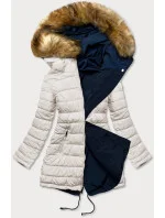 Dámska obojstranná zimná bunda tmavomodrá a biela (m-21508) Dámska obojstranná zimná bunda tmavomodrá a biela (m-21508)