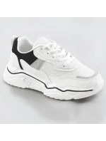 Bielo-čierne dámske sneakersy s brokátovými vsadkami (LU-2)
