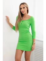 Šaty s gombíkovým výstrihom svetlo zelené