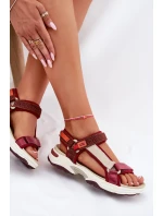 Sandały Damskie Na Rzepy D.Franklin DFSH406003 Bordowe