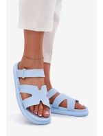 Gumowe Klapki Damskie Z Paskiem Niebieskie Tavirae