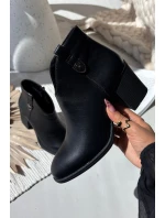 Ocieplane Botki Damskie Na Słupku Z Eko Skóry Czarne Talienne