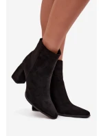 Botki Damskie Na Słupku Z Eko Zamszu Czarne Inessa
