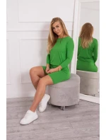 Svetlo zelené viskózové šaty s viazaním v páse