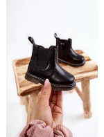 Dziecięce Skórzane Ocieplane Botki Czarne Porky