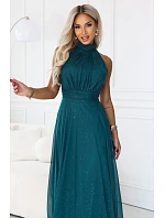 636-4 VERONICA – luxusné dlhé šaty s brokátovým detailom a elegantným strihom – zelené 636-4 VERONICA – luxusné dlhé šaty s brokátovým detailom a elegantným strihom – zelené