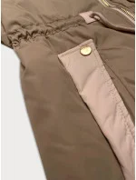 Tmavobéžová dámska bunda so šnúrkou v páse S'West (B8352-12) Tmavobéžová dámska bunda so šnúrkou v páse S'West (B8352-12)