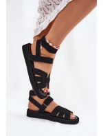 Sandały Damskie Z Rzepami Czarne Uvissa