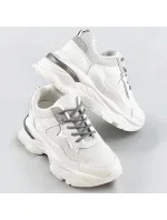 Biele šnurovacie dámske športové topánky (LU-3)