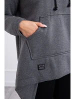 Zateplená mikina s dlhým chrbtom a kapucňou v grafitovej farbe Zateplená mikina s dlhým chrbtom a kapucňou v grafitovej farbe