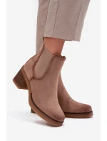 Botki Sztyblety Damskie Na Obcasie Ocieplane Beżowe Zelia