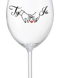 YOU AND ME (svadba) - číry pohár na víno 350 ml