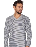 Pánske pyžamo 450 Sivé s modrým melanžom - REGINA