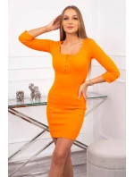 Šaty s výstrihom na gombíky oranžové