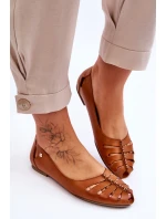 Zazoo 10009 Wygodne Skórzane Baleriny Damskie Brązowe Zazoo 10009 Wygodne Skórzane Baleriny Damskie Brązowe