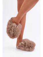 Futrzane Kapcie Damskie Ciemnobeżowe Wladisa