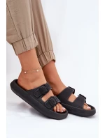 Klapki Damskie Na Platformie Z Klamrami Czarne Nitiana