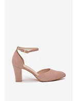 Lodičky na podpätku s remienkom a špicatou špičkou Zazoo béžové Lodičky na podpätku s remienkom a špicatou špičkou Zazoo béžové