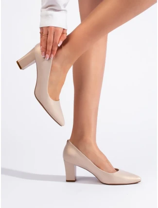 Moderné dámske hnedé lodičky na širokom podpätku Moderné dámske hnedé lodičky na širokom podpätku