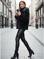 Kurtka damska futrzana z kapturem czarna FashionStreet TY5276z Kurtka damska futrzana z kapturem czarna FashionStreet TY5276z