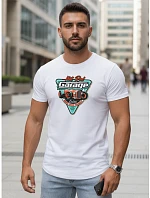 Pánske bavlnené tričko s potlačou HOT ROD GARAGE biele FashionStreet NX5093R Pánske bavlnené tričko s potlačou HOT ROD GARAGE biele FashionStreet NX5093R