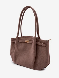 Shopper kabelka z eko semiše tmavohnědá Elleea